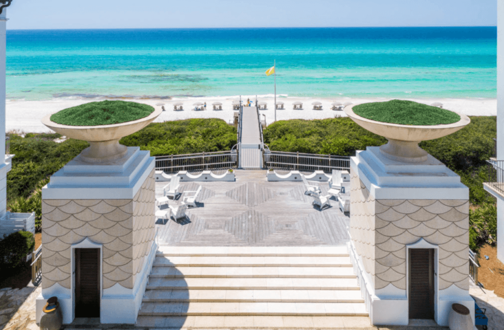 alt="The beach at Alys Beach, Florida a view from the deck."